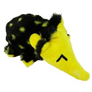 BarkBox Dog Toy Tahiry Tenrec Plush Stuffed Animal Black Yellow Crinkly